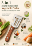 3-in-1 Vegetable Peeler with Bottle Opener & Scallion Shredder