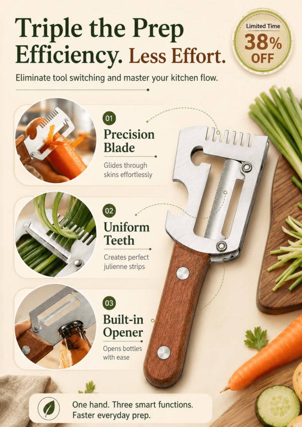 3-in-1 Vegetable Peeler with Bottle Opener & Scallion Shredder